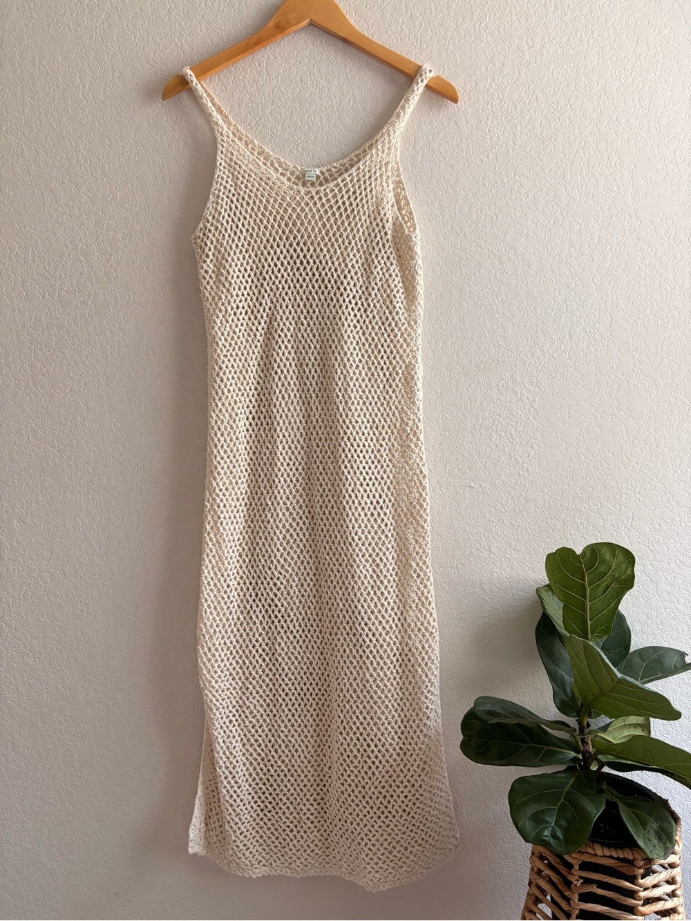 AERIE | Crochet Swim Cover-Up Midi Dress | Cream | Boho Beach Festival | Size m